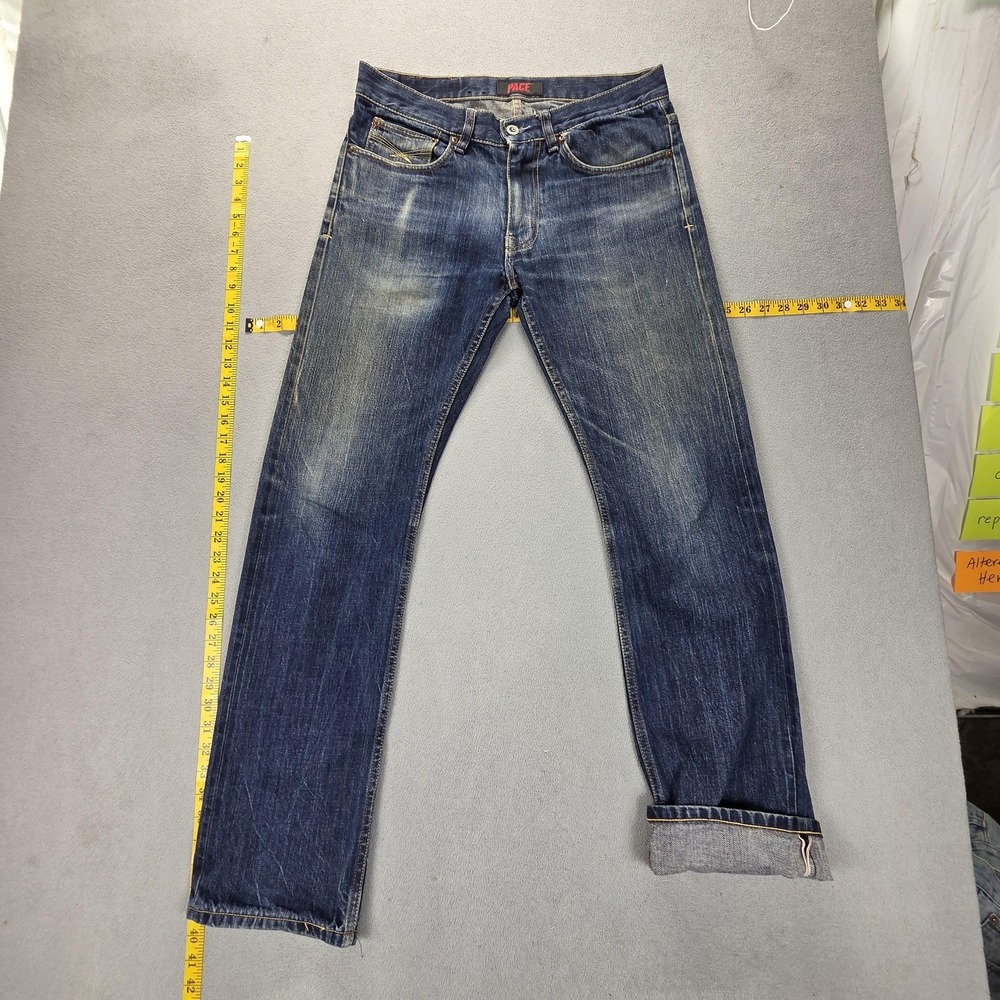 Selvedge Jeans Mens Blue Pace P-006 Slim Medium Wash Zip Fly‎ Fits 32x32